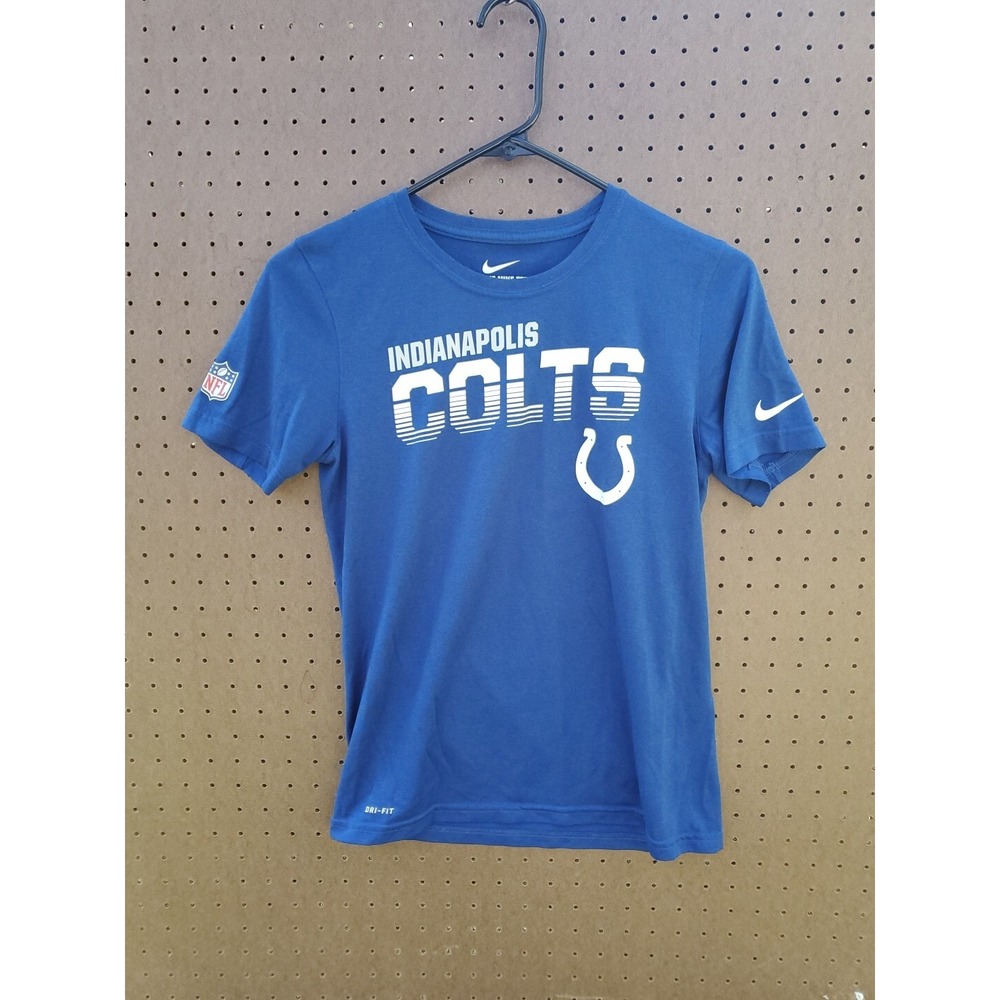 Nike Youth Medium Shirt Dri Fit Indanapolis Colts Logo Blue Wicking NFL Football